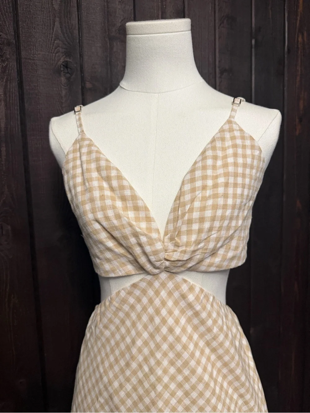 Abercrombie & Fitch The Julia Slip Cut Out Maxi Dress M Linen Summer Coastal NWT
